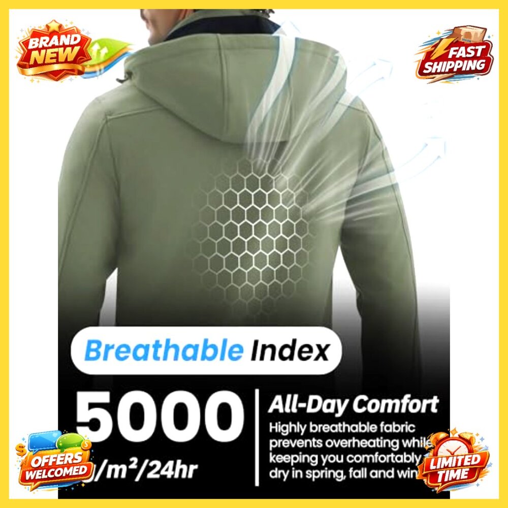 Men's Softshell Jacket Waterproof Lightweight Fle… - image 6